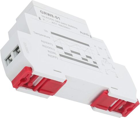 Temperature Control Relay, AC/DC 24V-240V DIN Rail Temperature Controller Thermostat GRW8-01 16A with Sensor Probe Heating and Cooling Mode in Kuwait
