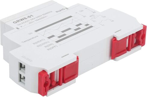 Temperature Control Relay, AC/DC 24V-240V DIN Rail Temperature Controller Thermostat GRW8-01 16A with Sensor Probe Heating and Cooling Mode in Kuwait