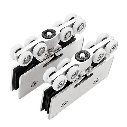 Sliding Door Hanging Rail Pulley Corrosion Preventive Glass Pulley Stainless Steel Glass Door Hanging Wheel Glass Clamps(201 Stainless (1set)) in Saudi Arabia
