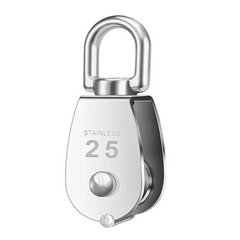2 PCS 304 Stainless Steel Silver Single Pulley Block Wire Rope Hanging Towing Wheel with 2 PCS Spring Snap Hook Accesso in Saudi Arabia