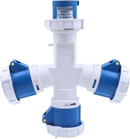 16A Waterproof Industrial Conversion Socket 220V Three Hole Multi Head Output 1 Drag 3 Connector in Kuwait