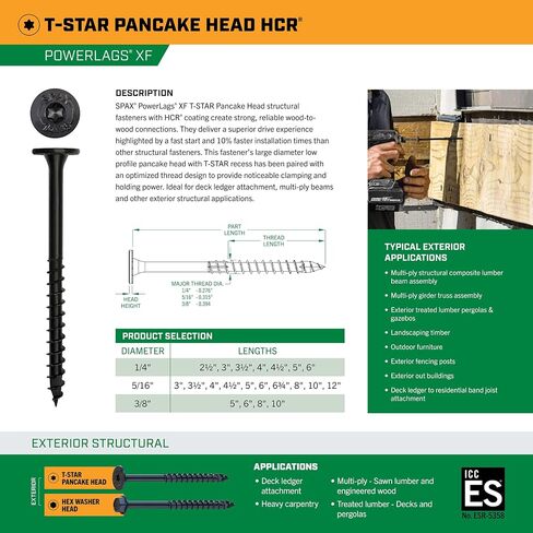 SPAX 5/16" x 5" Powerlags Exterior Pancake Head Structural Wood Lag Screws (250 pcs) T40 T-Star HCR Heavy Duty Timber Landscape Deck Structures High Corrosion Resistant in Kuwait