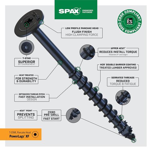 SPAX 5/16" x 5" Powerlags Exterior Pancake Head Structural Wood Lag Screws (250 pcs) T40 T-Star HCR Heavy Duty Timber Landscape Deck Structures High Corrosion Resistant in Kuwait