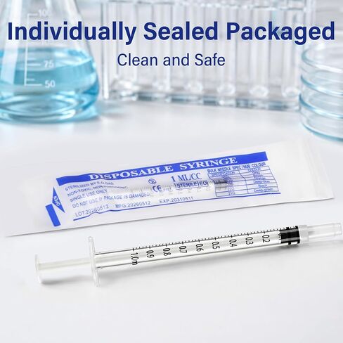 100 Pack 1ml Lab Measuring Tool, Individually Packaged | for Scientific Research, Infants, Pets, Colostrum Collector and Liquid Measuring in Kuwait