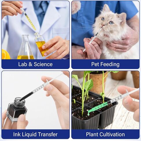 100 Pack 1ml Lab Measuring Tool, Individually Packaged | for Scientific Research, Infants, Pets, Colostrum Collector and Liquid Measuring in Kuwait