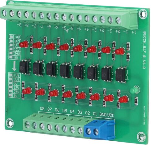 Pssopp Relay Module Isolator 8 Channel Optical Isolation Module, 24V to 5V Optocoupler Board for Signal Isolation 20KHZ Limit Switching Frequency with Common Anode Signal Input for in Kuwait