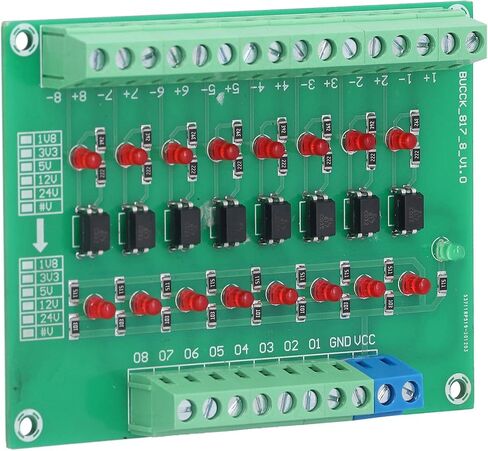 Pssopp Relay Module Isolator 8 Channel Optical Isolation Module, 24V to 5V Optocoupler Board for Signal Isolation 20KHZ Limit Switching Frequency with Common Anode Signal Input for in Kuwait