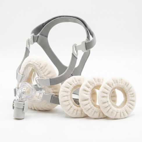 4 عبوات من بطانات قناع CPAP العالمية، أغطية قناع الوجه بالكامل من الصوف الدقيق فائق النعومة، قابلة لإعادة الاستخدام، قابلة للتنفس، تقلل من تسرب الهواء وعلامات الضغط، متوافقة مع F20-Ivory White in Kuwait