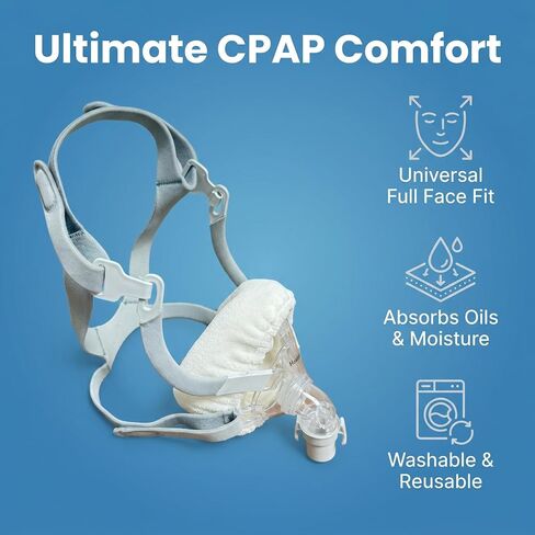 4 عبوات من بطانات قناع CPAP العالمية، أغطية قناع الوجه بالكامل من الصوف الدقيق فائق النعومة، قابلة لإعادة الاستخدام، قابلة للتنفس، تقلل من تسرب الهواء وعلامات الضغط، متوافقة مع F20-Ivory White in Kuwait