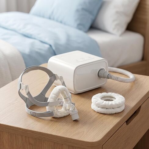 4 عبوات من بطانات قناع CPAP العالمية، أغطية قناع الوجه بالكامل من الصوف الدقيق فائق النعومة، قابلة لإعادة الاستخدام، قابلة للتنفس، تقلل من تسرب الهواء وعلامات الضغط، متوافقة مع F20-Ivory White in Kuwait