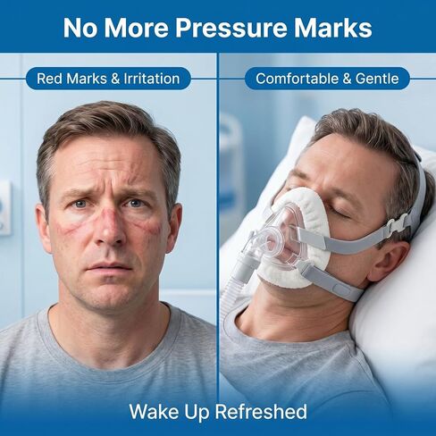 4 عبوات من بطانات قناع CPAP العالمية، أغطية قناع الوجه بالكامل من الصوف الدقيق فائق النعومة، قابلة لإعادة الاستخدام، قابلة للتنفس، تقلل من تسرب الهواء وعلامات الضغط، متوافقة مع F20-Ivory White in Kuwait