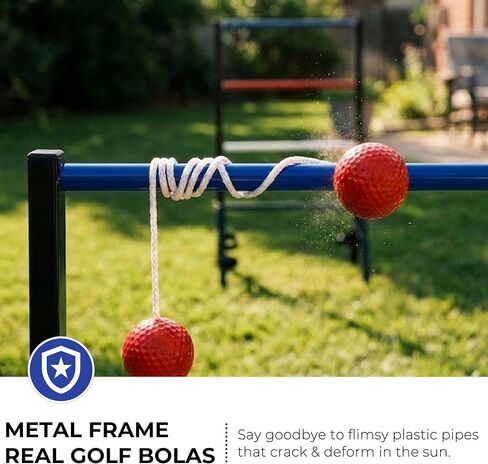 Outdoor Games Ladder Ball Set - Patented Assembly Free Portable Ladder Toss - Steel Frame Includes Carrying Case, 6 Bolas and Scoresheet in Kuwait