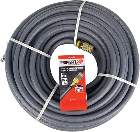 Primefit NPL14100C 1/4in x 100 Foot Premium Rubber Push Lock Air Hose with Coupler and Plug in Kuwait