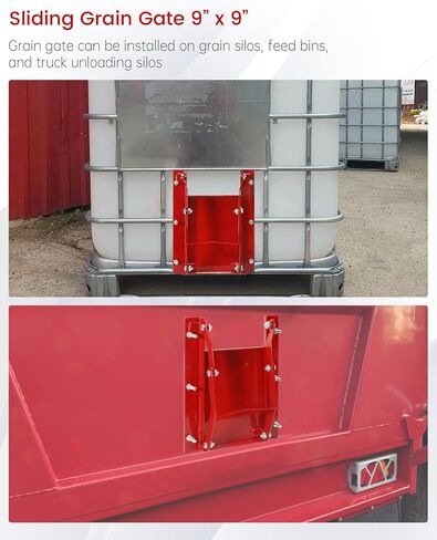 Sliding Grain Gate-9"x9", Heavy Duty Steel Grain Bin Slide Gate is Suitable for Grain Silos, Feed Bins, Truck Bin Unloading, Red Grain Feed Bin Slide Door in Kuwait
