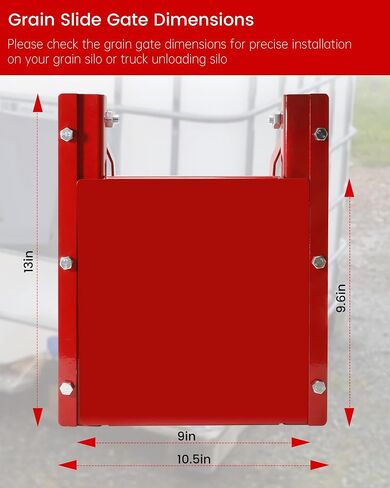 Sliding Grain Gate-9"x9", Heavy Duty Steel Grain Bin Slide Gate is Suitable for Grain Silos, Feed Bins, Truck Bin Unloading, Red Grain Feed Bin Slide Door in Kuwait