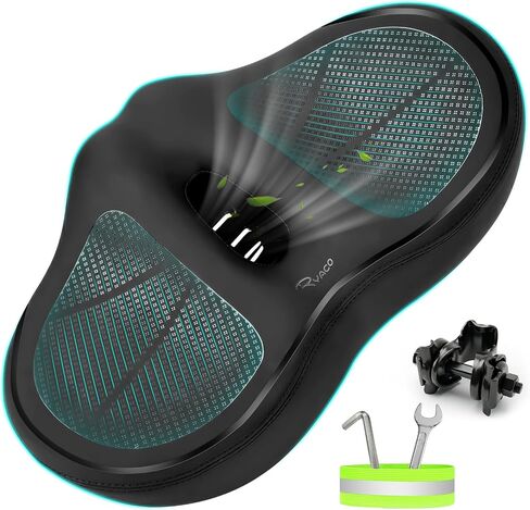RYACO Noseless Bike Seat Cushion for Men Women,Oversized Bike Seat,Extra Comfort Seat Cushion for Exercise Road Stationary Electric Cruiser Bikes in Kuwait