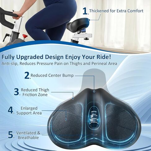 RYACO Noseless Bike Seat Cushion for Men Women,Oversized Bike Seat,Extra Comfort Seat Cushion for Exercise Road Stationary Electric Cruiser Bikes in Kuwait