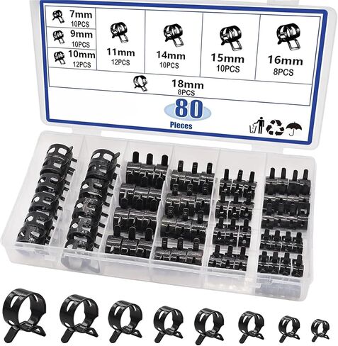 Hose clamps, Applicatio 2 Sets Spring Clip Hose Clamps Assortment Kits Silicone Vacuum Pipe Clamp 7-18mm Low Pressure Air Tube Hoop in Kuwait
