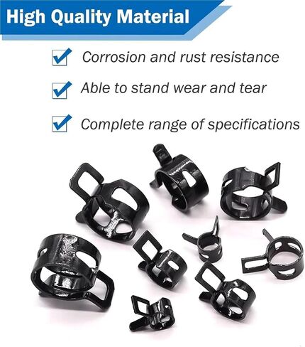 Hose clamps, Applicatio 2 Sets Spring Clip Hose Clamps Assortment Kits Silicone Vacuum Pipe Clamp 7-18mm Low Pressure Air Tube Hoop in Kuwait