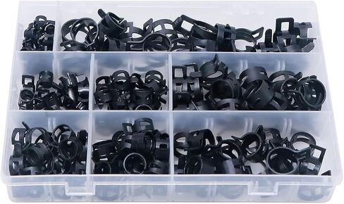 160Pcs Black Spring Band Hose Clamps Assortment Kits Silicone Vacuum Pipe Clamp 6-10mm 5 Size Low Pressure Air Clip in Kuwait