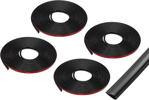 uxcell 2Pcs 19.6 ft Weather Stripping, Silicone Self-Adhesive Door Seal Strip Fire Smoke Seal for Exterior Door Frame Windows Shower Glass Gap, Black in Kuwait
