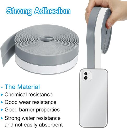 Silicone Seal Strip, 16.5FT Self Adhesive Door Draft Stopper 25MM Silicone Soundproof Gap Replacement Strip Roll for Window, Door, Grey in Kuwait
