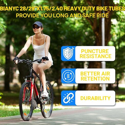 قطعتان من BiAnYC شديدة التحمل 28/29 بوصة × 1.75/1.95/2.0/2.10/2.125/2.25/2.30/2.35/2.40 أنابيب الدراجة + رافعة الإطارات، صمام بريستا 48 مم، مناسبة لحجم الإطارات 28/29 بوصة × 1.75-2.40 جبل، ودراجات المدينة in Kuwait