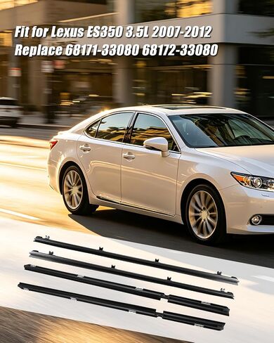 4 قطع من شريط السير الوقائي لنافذة الباب الداخلي مناسب لسيارة Lexus ES350 3.5L 2007 2008 2009 2010 2011 2012 استبدال 68171-33080 68172-33080 68173-33070 68174-33070، حزام غلق قالب نافذة الباب in Kuwait