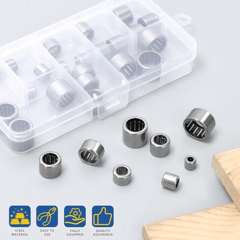 Glarks 32pcs 3/4/6/7/8/9/10/12mm Needle Roller Bearings Kit, Track Roller Bearings Open End, Drawn Cup Needle Roller Bearing, Drawn Cup Roller Open End for Automotive, Machinery, Gearbox Use in Kuwait