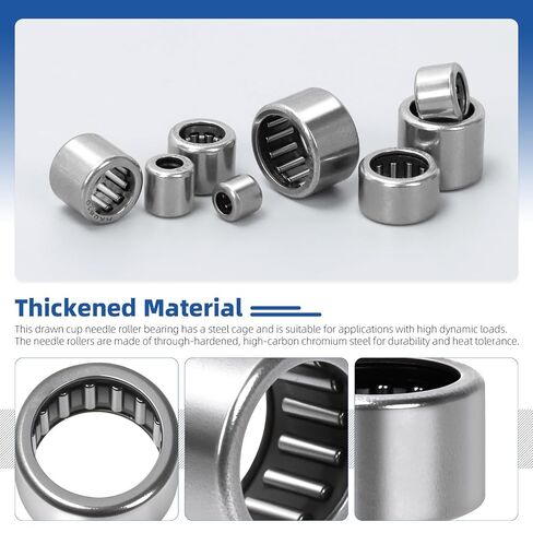 Glarks 32pcs 3/4/6/7/8/9/10/12mm Needle Roller Bearings Kit, Track Roller Bearings Open End, Drawn Cup Needle Roller Bearing, Drawn Cup Roller Open End for Automotive, Machinery, Gearbox Use in Kuwait
