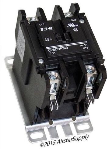 مطرقة Eaton/Cutler C25DNF240T، موصل ذو غرض محدد غير عكسي، ثنائي القطب، 24 فولت تيار متردد عند ملف 50/60 هرتز، مرحلة واحدة، 40 أمبير، تحميل كامل حثي، 50 أمبير مقاوم لكل عمود in Kuwait