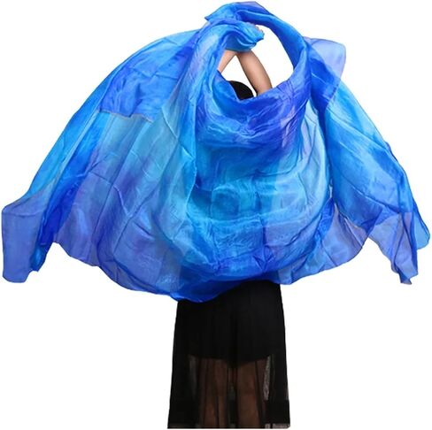 Women's Silk Belly Dance Scarf Real Silk Belly Dance Veil Shawl Women Scarf Costume Accessory Handmade Dyed Pure Silk Veil For performance competitions(Color 10-YE,M- 250X114cm) in Kuwait