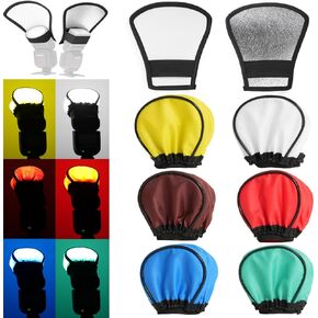 AMBITFUL Flash Diffuser, Flash Diffuser Reflector, Sided White/Silver Bend Bounce Flash Reflector Compatible TT560 NW550 NW561 NW570 NW580 TT520II TT600 TT685II V850III V860II V860III V1 V1Pro
