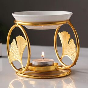 Black Ginkgo Leaf Essential Oil Burner Aromatherapy Aroma Burner Oil Diffuser Candle Tealight Oil Warmer Yoga Spa Home Bedroom Decor Gift