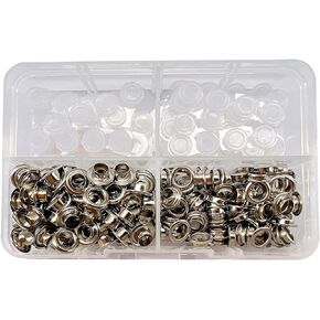 100Pcs Grommet Eyelet, 1/5 Inch 5mm Eyelet Grommets for Leather/Belt/Shoes/Cloths (Silver 5mm 100 Set)