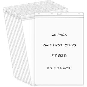 20 Pcs Sheet Protectors 8.5 x 11 Inch Resealable Zip Sign Holder Plastic Sheet Covers Clear Plastic Document Sleeve Waterproof Document Holder for Photos Birth Certificate Page Display