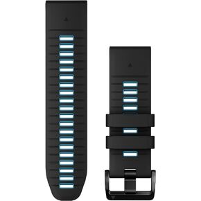 Garmin QuickFit 26 mm Watch Band - Black/Cirrus Blue Silicone Band