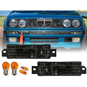 USR DEPO 84-91 E30 3 Series Euro Smiley Projector Glass Lens Headlight Assembly (Left + Right) Compatible with 1984-1991 BMW E30 3-Series 2D Coupe,4D Sedan&Convertible (Bulbs+Wiring Inc, Plug n Play)
