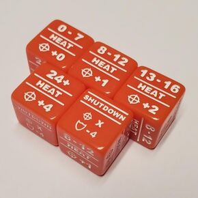 5X Heat Dice Compatible with Battletech to Track Attack Modifier and Shutdown Stats
