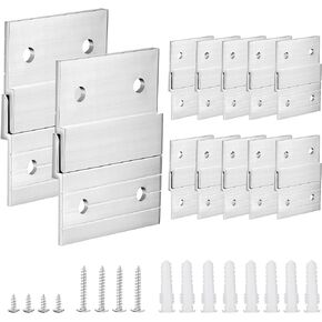 Nuogo 4 Inch French Cleat Picture Hanger Heavy Duty Aluminum Z Bar Hanger with Screws Picture Hanging Kit Mirror Mounting Hardware Interlocking Mounting Brackets for Wall Shelf Artwork Frame (16 Pcs)