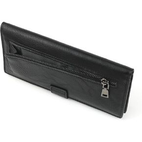 محفظة veniee رفيعة للنساء بتصميم بسيط ورفيع مع جيب بسحاب للعملات المعدنية (أسود) in Kuwait