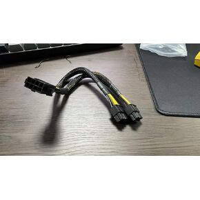 GPU VGA PCIe 8 Pin Female to Dual 2X 8 Pin (6+2) Male PCI Express Power Adapter Braided Y-Splitter Extension Cable 9 inches (23cm)