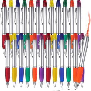 Colarr 30 Pcs Highlighter with Ballpoint Pen Combo Chisel Tips Pen Highlighter Combo for Student Office Writing Coloring Underlining Highlighting(Multi Colors)