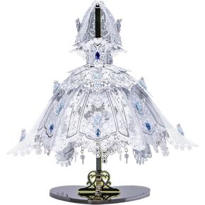 MU 3D Metal Puzzle for Adult Alice in wondeland with Bluetooth Speaker and Acrylic Holder, Elf Ball Dress Model Kits Miniature Building, Lolita Dress DIY Birthday Gift Home Decor