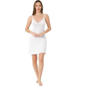 Women Lace Chemise Viscose Nightgown, Lightweight Soft Summer Nightie, Sexy Comfy Nightdress, Sleeveless Sleepwear for Ladies in Saudi Arabia