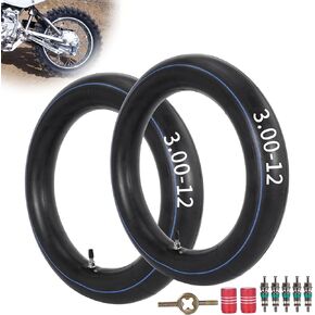 JIAYAN 3.00/3.50-12'' Replacement Butyl Rubber Inner Tube with TR4 Straight Valve Stem for CRF XR 50 70 Kawasaki KLX 110 TTR 90 110 Suzuki DRZ 110 TAOTAO 90cc 110cc 125cc Pit Dirt Bikes(2 Pack)