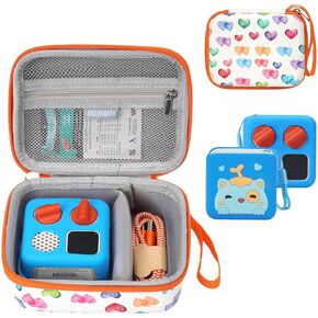 Travel Storage Case and Multicolor Silicone Cover Compatible with Yoto Mini Player - Kids Audio & Music Player, Player Cards and Charging Cables (White+Macarons)