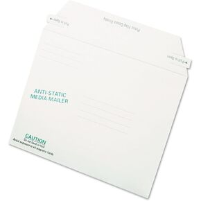 Quality Park Antistatic Fiberboard Disk CD/DVD Mailer, Cheese Blade Flap, Redi-Strip Adhesive Closure, 6 x 8.63, White, 25/Box