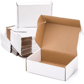 Dicunoy 30 Pack Shipping Boxes for Small Business, 9 x 6 x 3 Inches White Small CardBoard Boxes, Thick Corrugated Mailers Boxes for Mailing Packing Literature Mailer, Gift Package