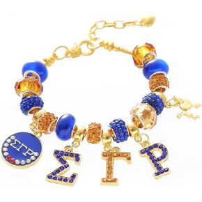 HUSURU Sorority Sigmaa Gamma Rho Bracelets SGR Greek Letters Charms Beaded Soror Pretty Poodle Nine Sisterhood Members Gifts For Women Girl Sister